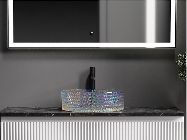 Умывальник CERAMICANOVA Cristal чаша накладная круглая (цвет неон) 360 мм CN6059