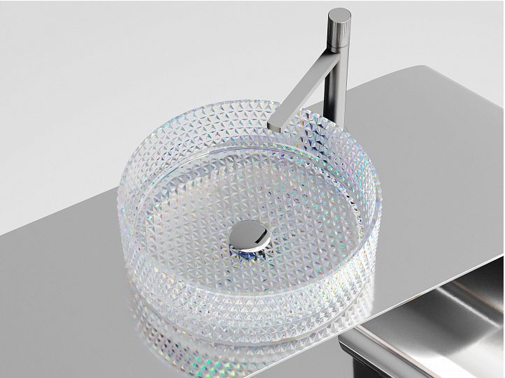 Умывальник CERAMICANOVA Cristal чаша накладная круглая (цвет неон) 360 мм CN6059