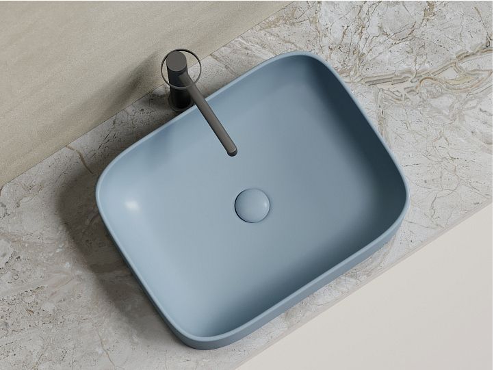 Умывальник CERAMICANOVA Element чаша накладная прямоугольная (цвет Серо-Голубой Матовый) CN6052MHL