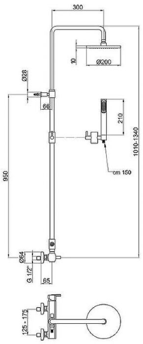 Душевая система Webert Azeta AZ870105015PVC Хром