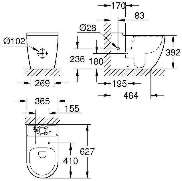 Унитаз компакт Grohe Bau Ceramic 39910000 без бачка и сиденья