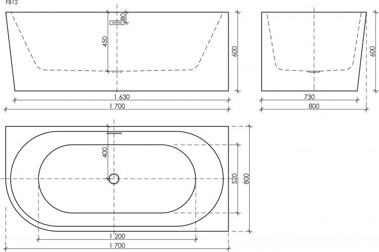 Ванна SANCOS Veneto R акриловая отдельностоящая, белый 1700x800x600мм, FB12 Ванна SANCOS Veneto R акриловая отдельностоящая, белый 1700x800x600мм, FB12