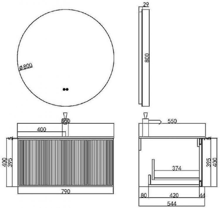 Тумба с раковиной Orans BC-9013-800 80 9013800 подвесная Matt Deep Ocean