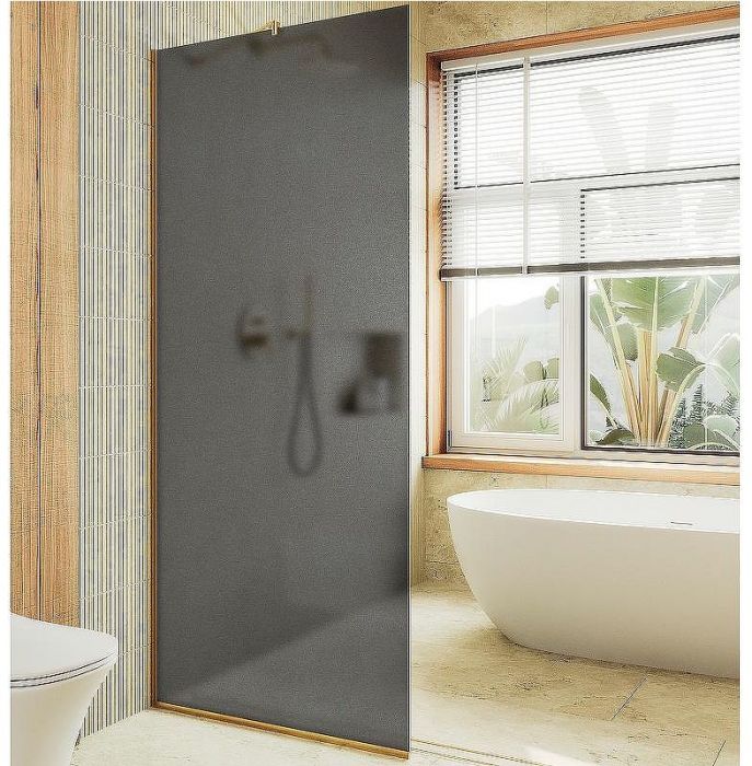 Душевая перегородка Maybah Glass MGD-682-3у 1090x1950 в узком профиле Золото стекло графитовое матовое