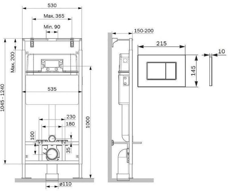 Инсталляция AM.PM MasterFit I012710.0251 для унитаза с клавишей смыва Хром глянцевый