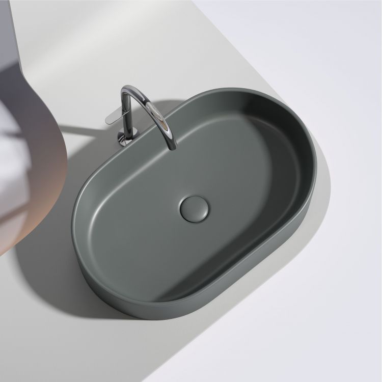 Умывальник чаша SANCOS Element 608x385x122мм накладная овальная (цвет Темный Антрацит Матовый) , CN6048MDH