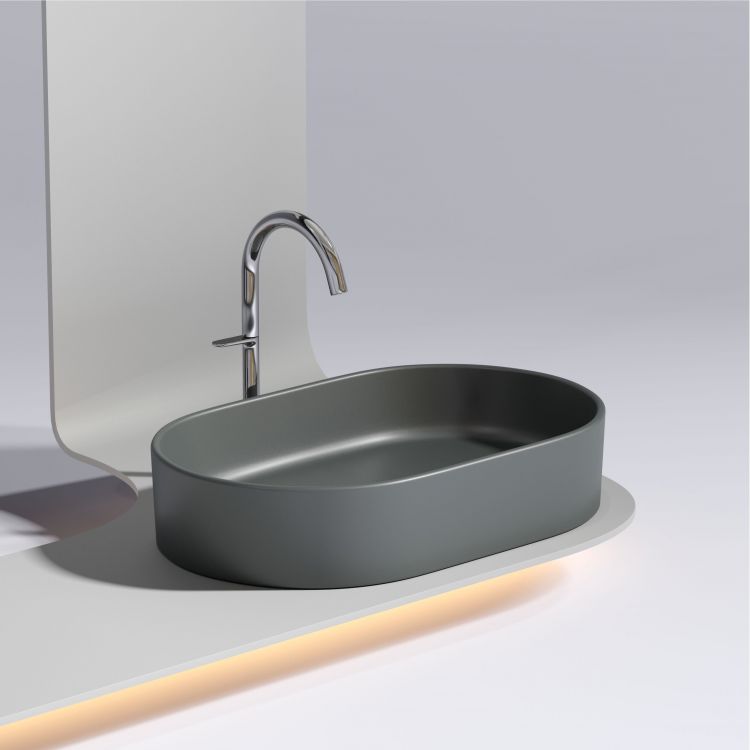 Умывальник чаша SANCOS Element 608x385x122мм накладная овальная (цвет Темный Антрацит Матовый) , CN6048MDH