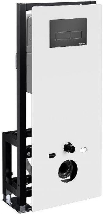 Инсталляция WasserKRAFT Glan 66TLT.010.ME.WH.MB03 для унитаза Белое стекло с Черной матовой клавишей смыва