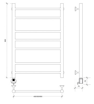 Полотенцесушитель электрический Secado Триада 2 80x60 черный матовый