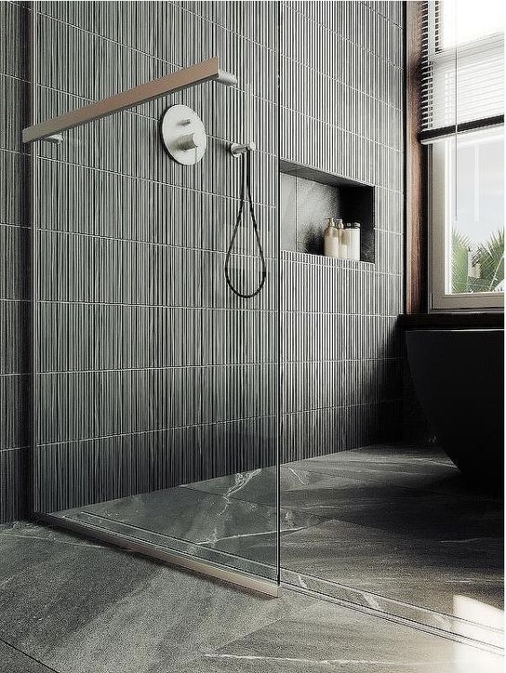 Душевая перегородка Maybah Glass MGD-732-5у 890x1950 в узком профиле Хром матовый стекло прозрачное