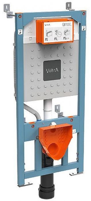 Комплект унитаза с инсталляцией Vitra Sento Rim-Ex 9830B003-7207 с сиденьем Микролифт и клавишей смыва Хром матовый