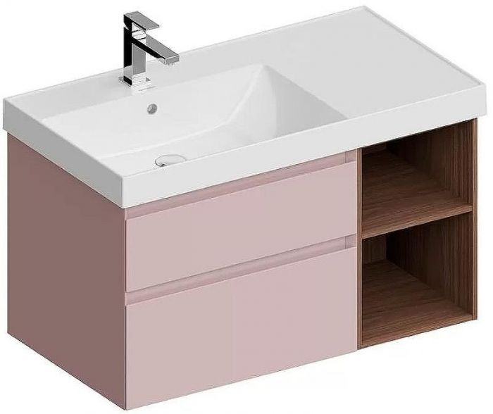 Тумба под раковину Kerama Marazzi Cubo 90 L CUB.90.2Lh\MAL.N подвесная Мальва матовый Структурированный орех