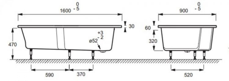 Акриловая ванна 160х90/70 Jacob Delafon Bain Douche NEO E6D000R-00 Акриловая ванна 160х90/70 Jacob Delafon Bain Douche NEO E6D000R-00