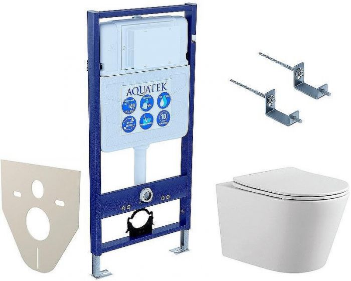 Комплект унитаза с инсталляцией Aquatek Set Aquatek Вега-KKI2 с сиденьем Микролифт