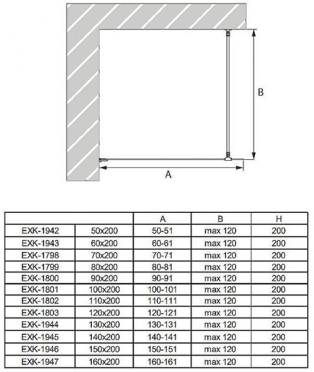 Душевая перегородка New Trendy Avexa Black 90 EXK-1806 профиль Черный стекло прозрачное