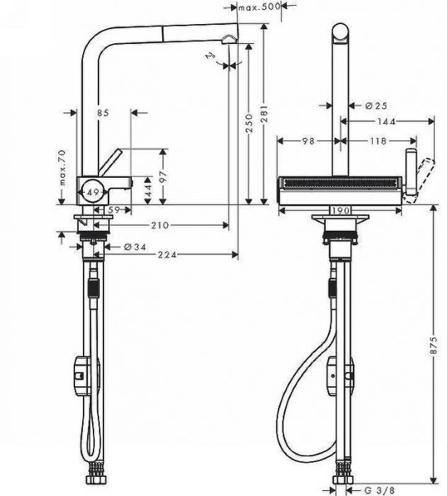 Смеситель для кухни Hansgrohe Aquno Select M81 73836000 Хром
