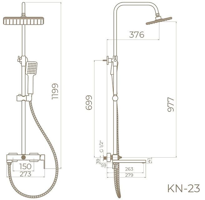 Душевая система Knotlor Stable KN-23/BL цвет Матовый черный
