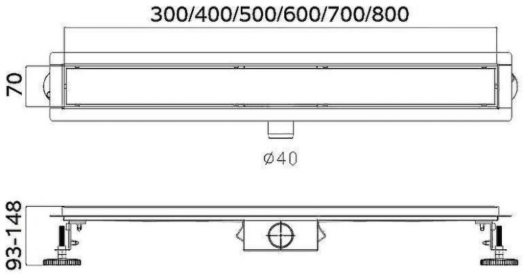 Душевой лоток Haiba 800x70 HB94800 с решеткой Сатин