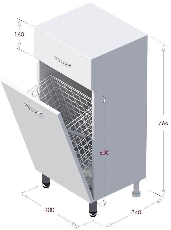 Тумба Onika Каприз 40 404014 с бельевой корзиной цвет Белый
