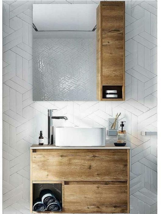 Комплект мебели для ванной STWORKI Карлстад 75 427895 подвесной Дуб рустикальный