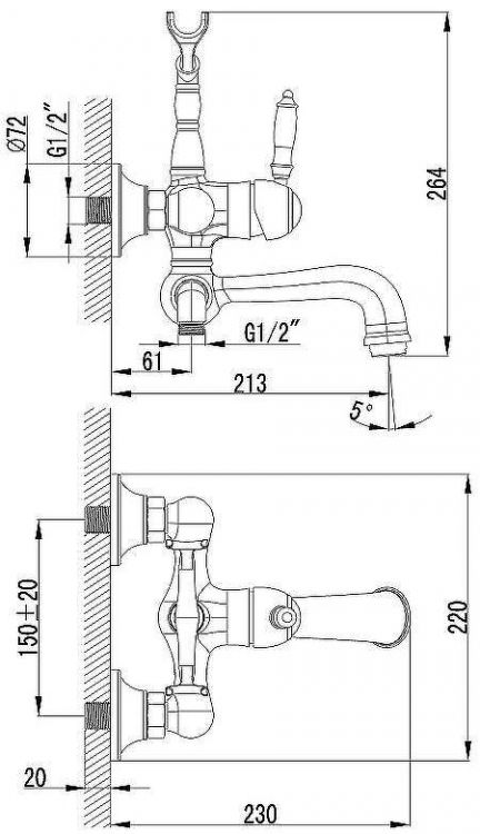Смеситель для ванны Lemark Villa LM4812B Бронза