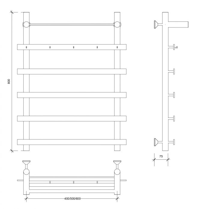 Полотенцесушитель водяной Secado Понтида 1 КСП 80x40x50 хром