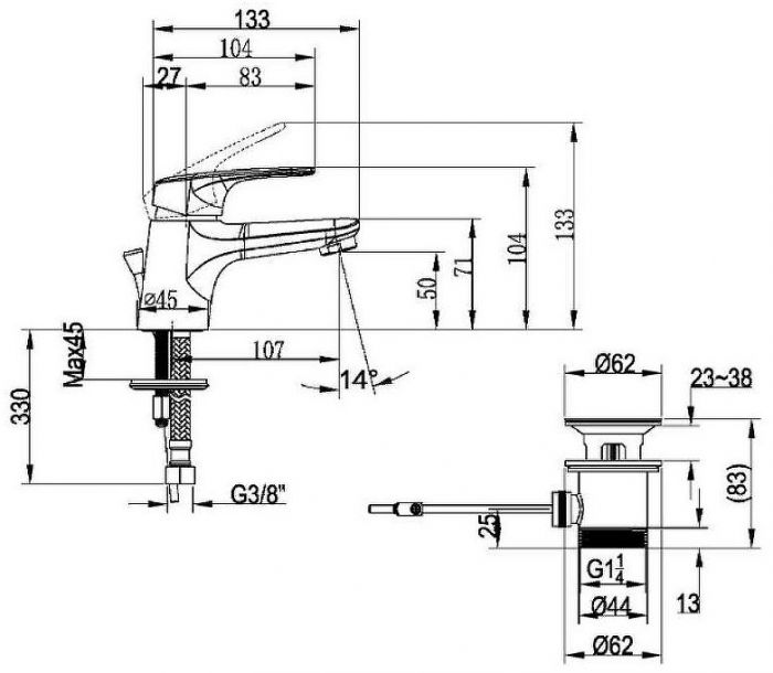Смеситель для раковины Villeroy&Boch O.Novo Start TVW10514111061 Хром