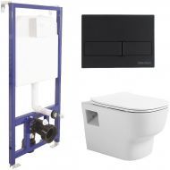 Комплект унитаза Avimano Tradition 1000090 с инсталляцией Berges Novum L5 040215 с сиденьем Микролифт и Черной матовой клавишей смыва