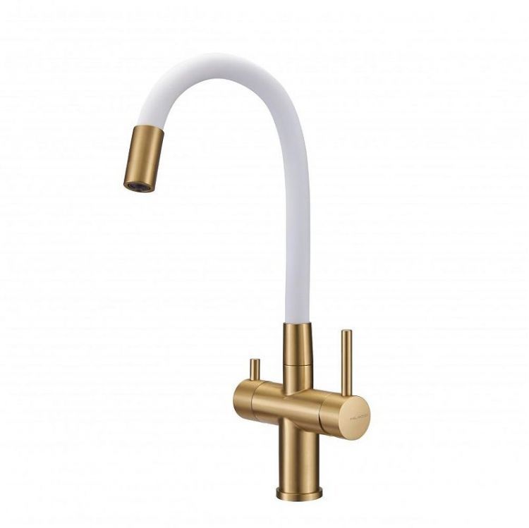 Смеситель для кухни Milacio Ultra MCU.560.GDW цвет Золото брашированное Белый