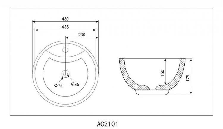 Раковина Abber Bequem 46 AC2101MB Черная матовая Раковина Abber Bequem 46 AC2101MB Черная матовая