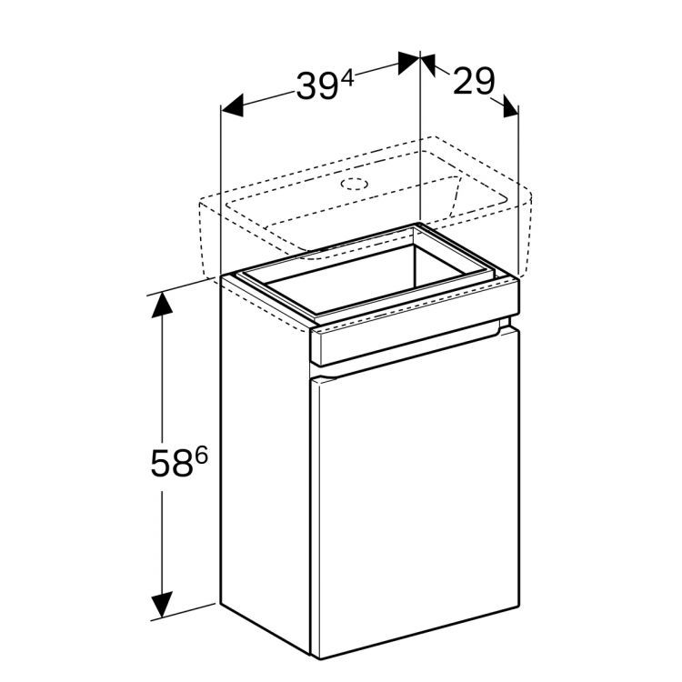 Тумба под раковину Geberit Renova Nr. 1 Plan с дверцей , 40x29, натуральный дуб [869048000]