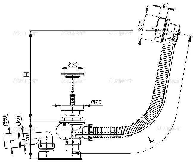 Слив-перелив Alcaplast A51BM полуавтомат Белый