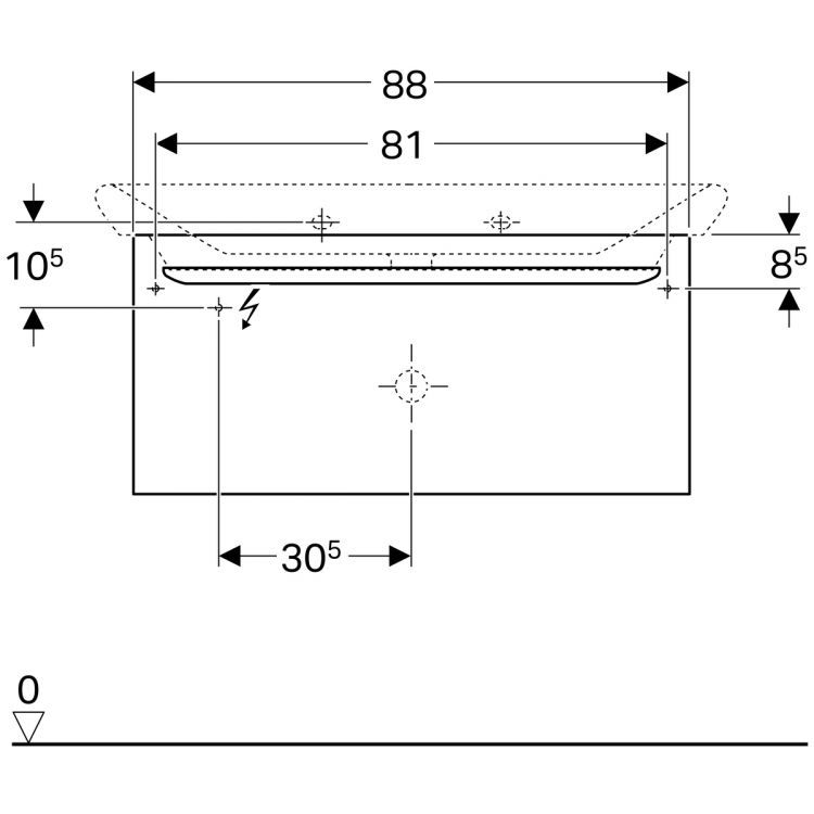 Тумба под раковину Geberit myDay, 88x41, белый глянец [824100000]