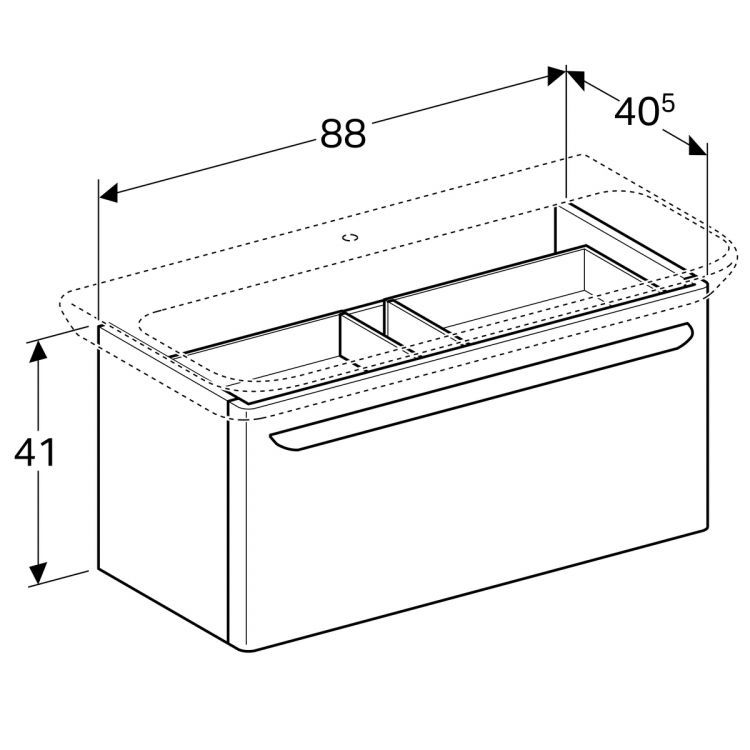 Тумба под раковину Geberit myDay, 88x41, белый глянец [824100000]
