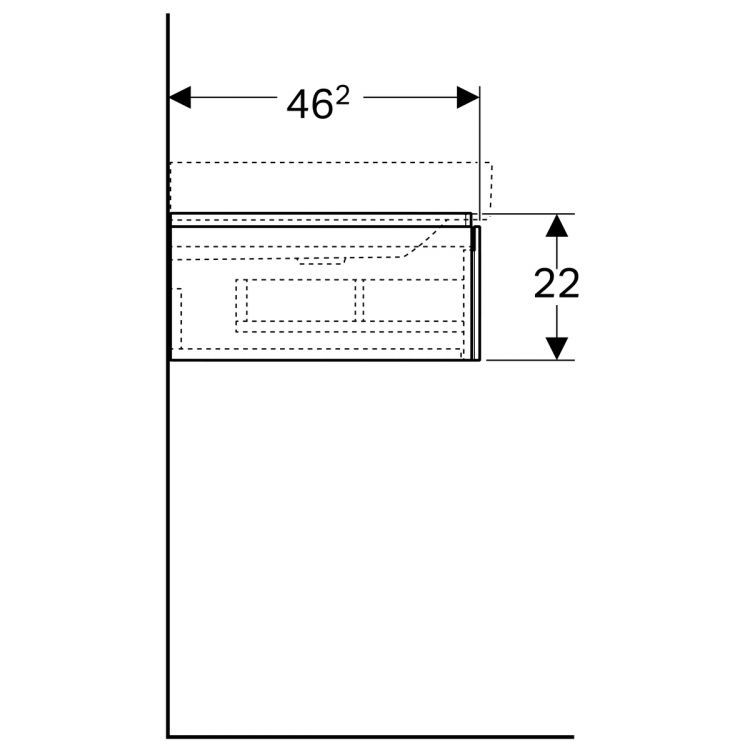 Тумба под раковину Geberit Xeno? 880х220х462 мм, 1 маленький ящик, сифон справа, серый дуб [500.514.43.1]