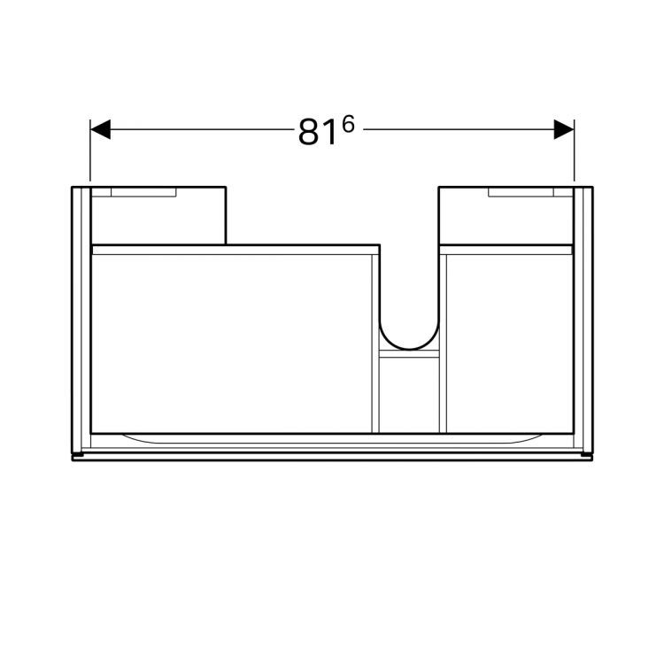 Тумба под раковину Geberit Xeno? 880х220х462 мм, 1 маленький ящик, сифон справа, серый дуб [500.514.43.1]