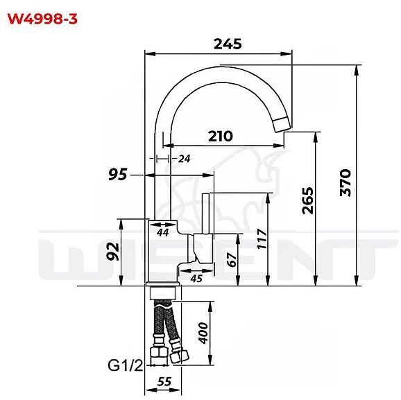Смеситель для кухни Wisent W4998-3-28 цвет Белый