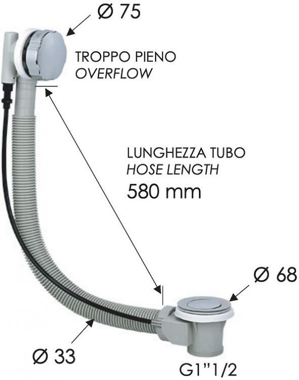 Слив-перелив Remer 96PXV полуавтомат цвет Сталь