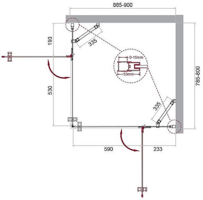 Душевой уголок BelBagno Kraft 90х80 KRAFT-AH-22-90/80-C-Cr-R профиль Хром стекло прозрачное