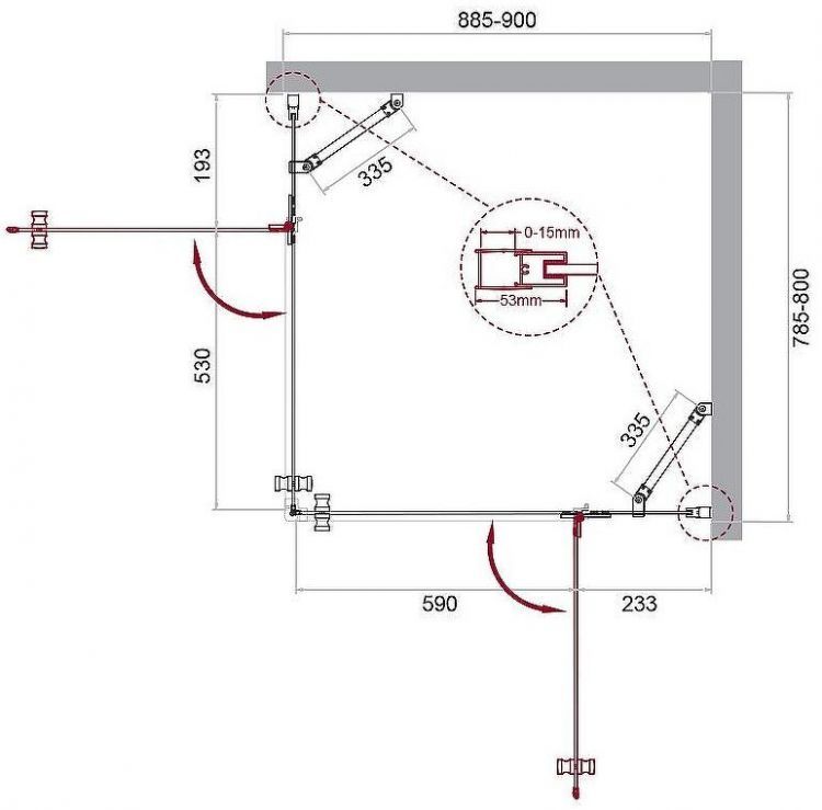 Душевой уголок BelBagno Kraft 90х80 KRAFT-AH-22-90/80-C-Cr-R профиль Хром стекло прозрачное