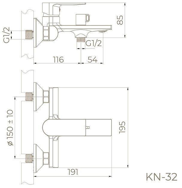 Смеситель для ванны Knotlor Ergofit KN-32 цвет Хром Смеситель для ванны Knotlor Ergofit KN-32 цвет Хром