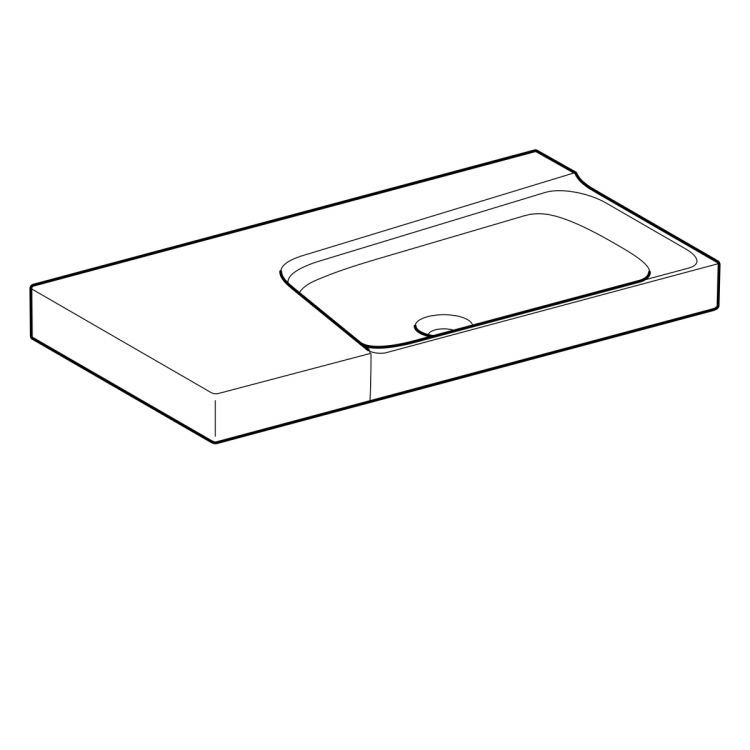 Раковина Geberit Xeno? с полочкой слева, без отверстия, без перелива 90х48 [500.536.01.1]