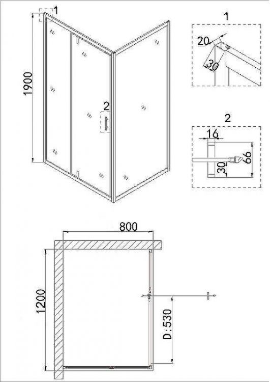 Душевой уголок Niagara Nova 120х80 NG-43-12AG-A80G профиль Холодное золото стекло прозрачное