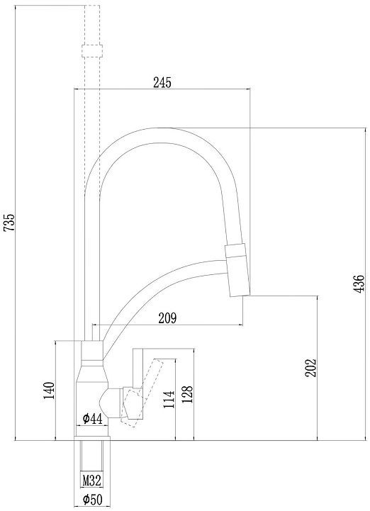 Смеситель для кухни Fmark FS8244Q-01 цвет Графит Черный