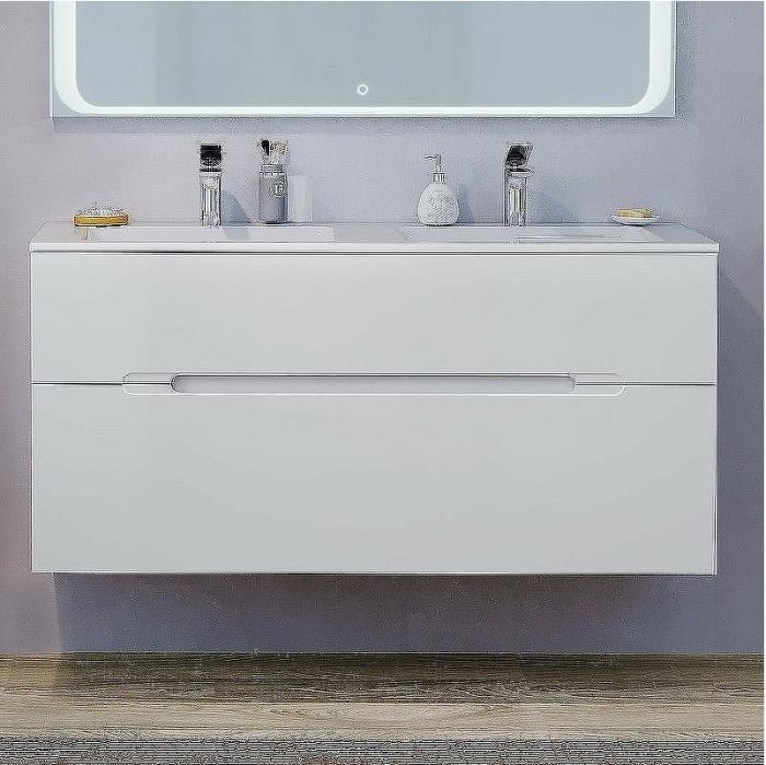 Тумба под раковину Jorno Modul 120 Mоl.01.122/P/W подвесная Белый глянец