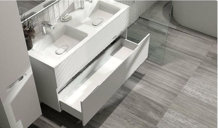 Тумба под раковину Jorno Modul 120 Mоl.01.122/P/W подвесная Белый глянец