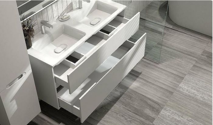 Тумба под раковину Jorno Modul 120 Mоl.01.122/P/W подвесная Белый глянец