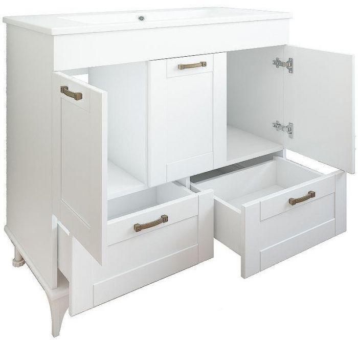 Тумба с раковиной Sanflor Ванесса 95/2 С15328 Белая матовая