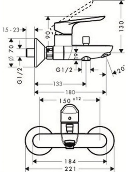Hansgrohe Logis E смеситель для ванны, цвет: хром