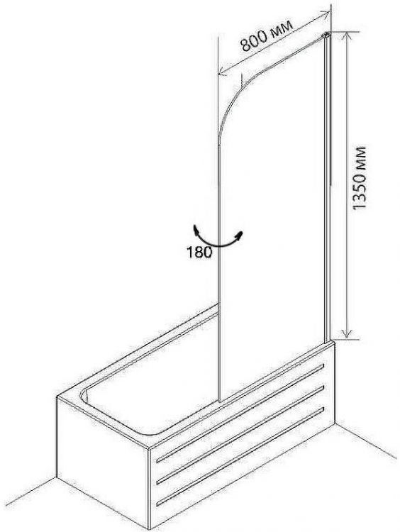 Шторка на ванну Agger A02-080TCR 80x140 профиль Хром стекло прозрачное